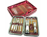 Manicure Set Stainless Steel 8pcs - Crocodile Leather Pouch